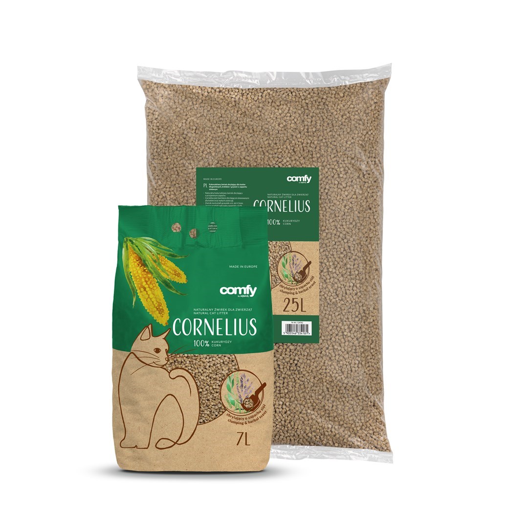Cornelius Herbal Żwirek Kukurydziany dla Kota Zapach Ziół 25L Zbrylający.jpg